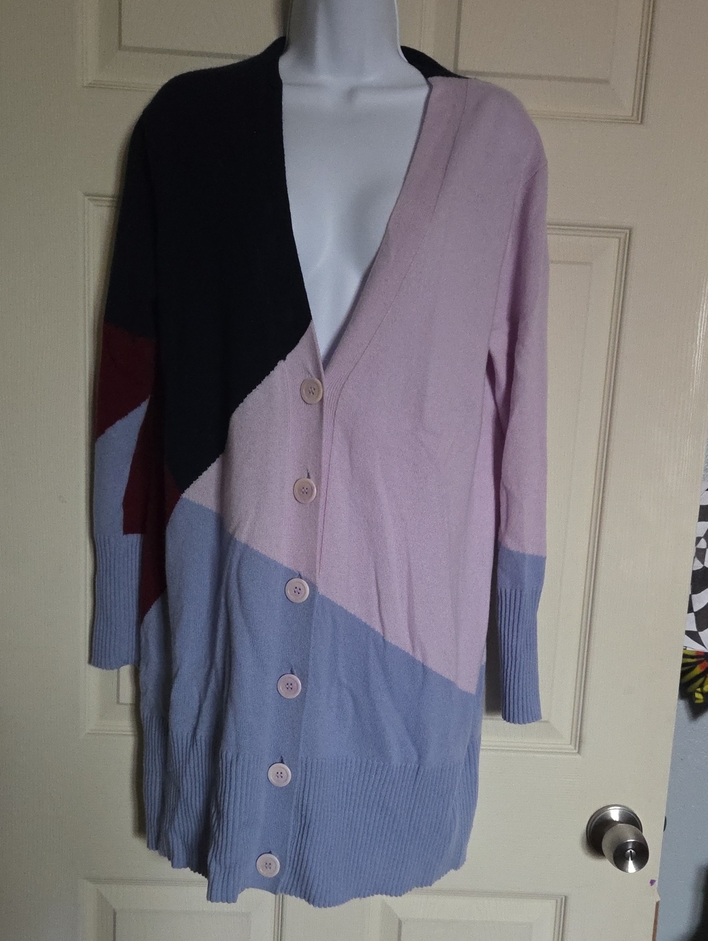 Jcrew Multi Intarsia 100% Cashmere Long Cardigan Small NWT